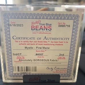 Ty beanie baby mystic fine hair 3/1 TBB Auth